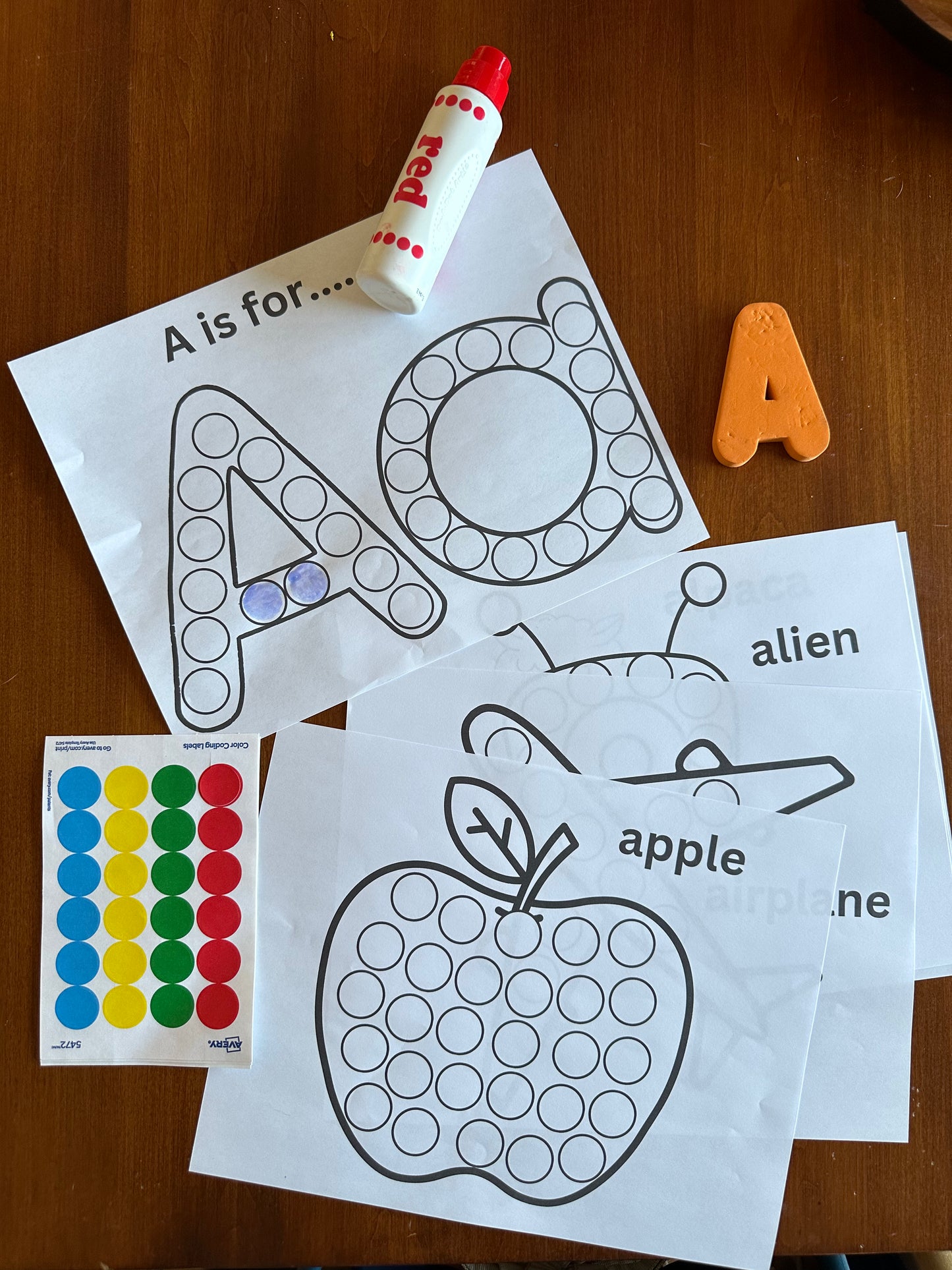 Toddler A-Z Dots Sheets